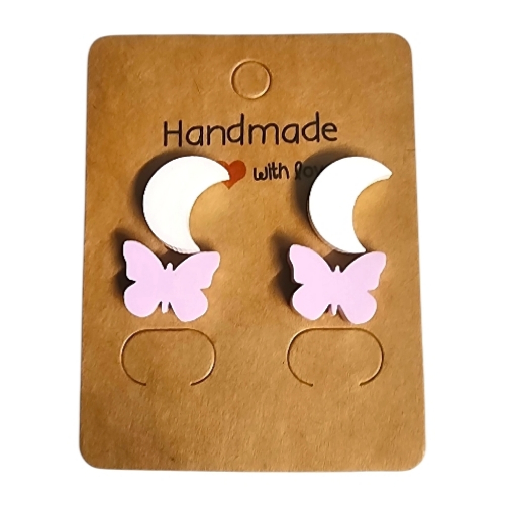 Moonlit Flutter Acrylic Stud Earrings – 2 Pair